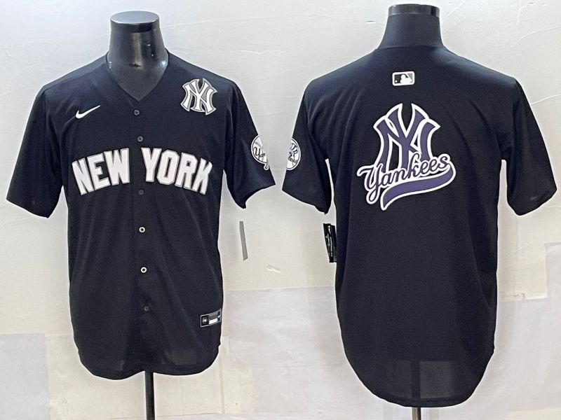 Men 2025 New York Yankees Blank Black Nike MLB Jersey style 0024